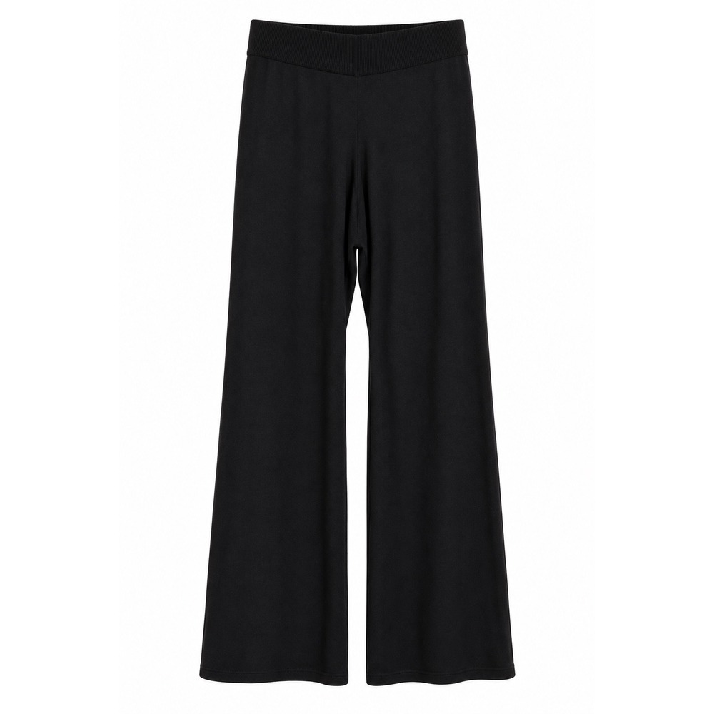 Summum Woman Black Wide Leg Pull On Pants Stretch Knit Trousers High Rise L